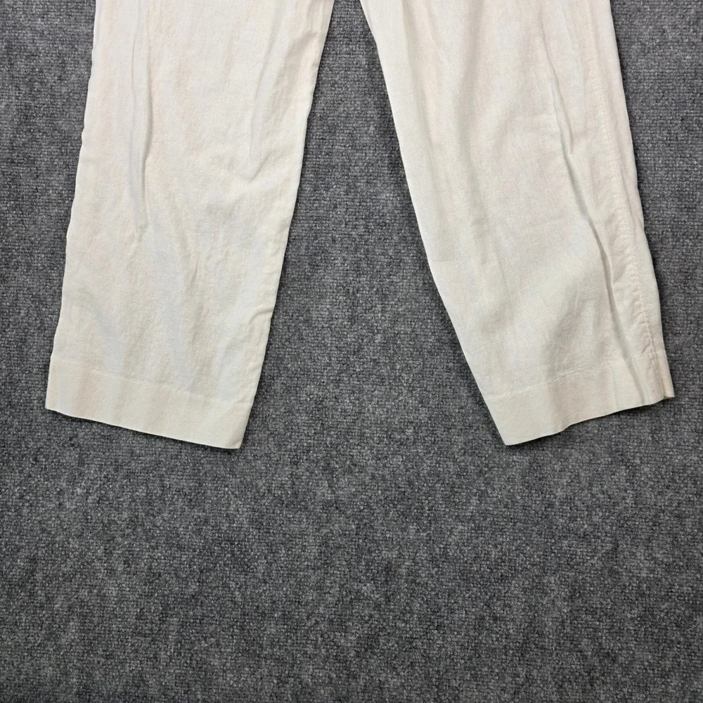 Banana Republic Linen Blend Pants Womens XS White‎ Straight Leg Elastic Waist